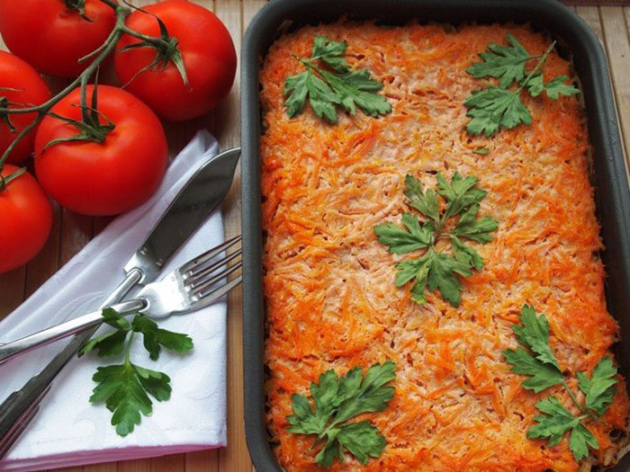 Мясная запеканка с овощами