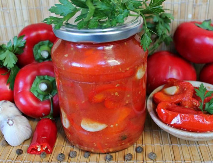 Лечо с чесноком