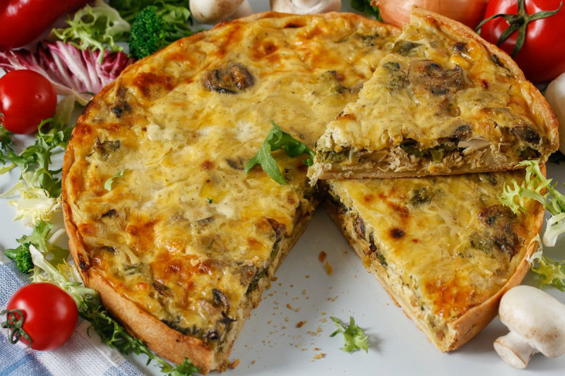 Пирог с курицей и грибами