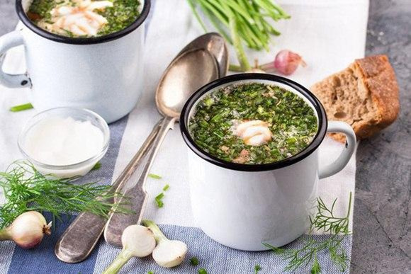 Окрошка с адыгейским сыром на айране