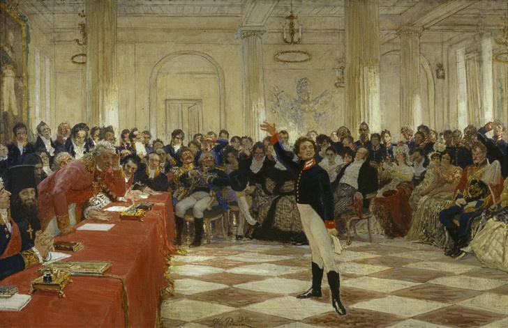 А.С. Пушкин на акте в лицее 8 января 1815 года. Илья Репин. Холст, масло. 1911